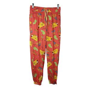 2/$15 Briefly Stated Lounge Pants Orange XS Pull On Jogger PJ Funny Taco Tuesday